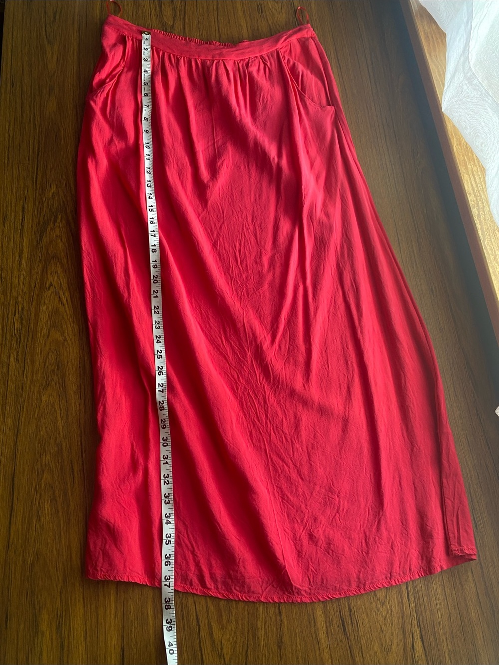 Olive & Oak Bright Coral Elastic-Waist Maxi Skirt